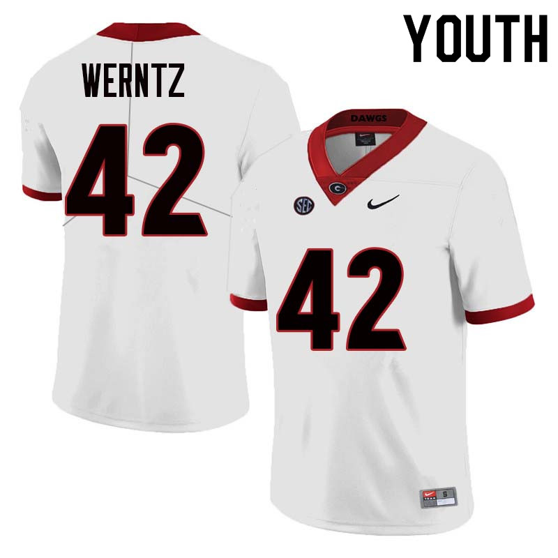 Youth Georgia Bulldogs #42 Mitchell Werntz College Football Jerseys Sale-White - Click Image to Close